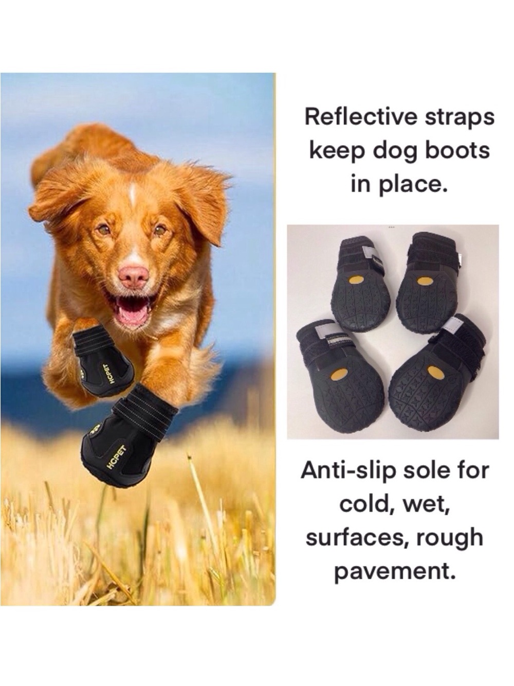 Waterproof Dog Booties, Snow Ice, Hot Pavement Protection, Reflective, 63-78 Lbs